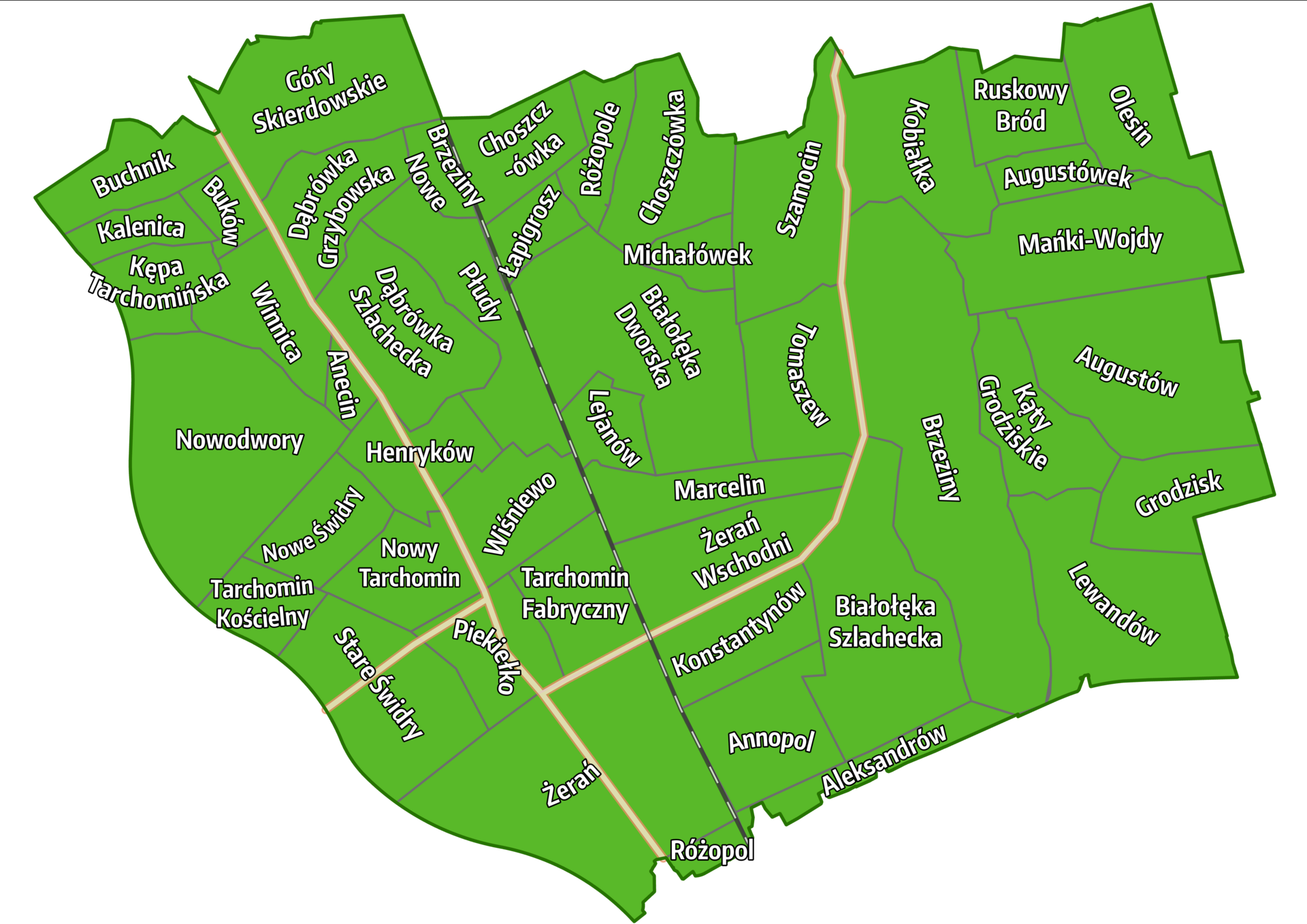 Mapa osiedli dzielnicy Białołęka